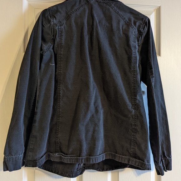 Black Rvca ripstop cotton button up coat sz small - Picture 3 of 4